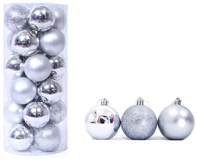 24Pcs 3Cm Kerstboom Ornament Kerst Ballen, Opknoping Bling Bal, Party Piepschuim Ballen Voor Wieden Decoratie Zilver