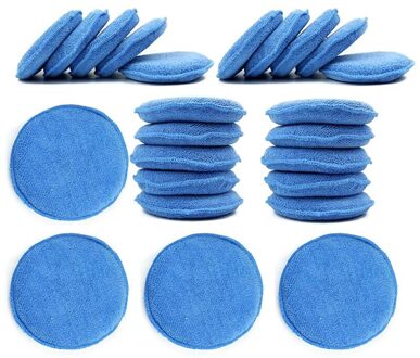 24Pcs 5 Inch Auto Waxen Spons Ronde En Te Reinigen Lederen Polijsten Pad Microfiber Universal Wasbare En Herbruikbare