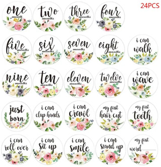 24Pcs Baby Month Stickers Self-Adhesive Milestone Newborn Pregnant Women Monthly Photograph Props