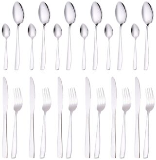 24Pcs Bestek Set Rvs Keuken Bestek Set Servies Servies Servies Set Met Houten Case