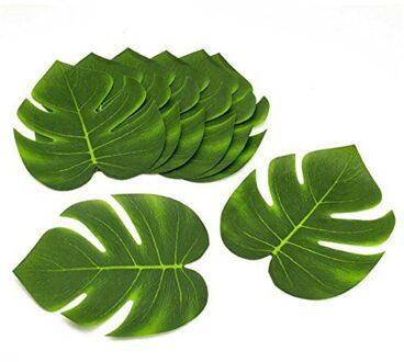 24Pcs Bulk Tropische Hawaiiaanse Groene Bladeren Luau Moana Party Tafeldecoraties Kunstplanten Home Decor