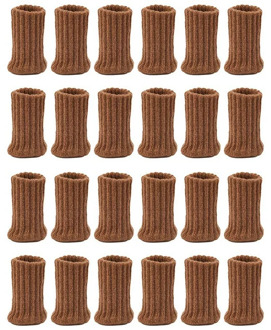 24PCS Furniture Mat High Elastic Floor Protection Mat Anti-Slip Chair Leg Sock Cover Knitted Furniture Mat Brown
