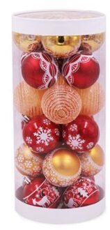 24Pcs Geschilderd Gemengde Kerstboom Decor Ballen Xmas Party Window Huis Inrichten Kerst Opknoping Bal Ornament Decoratie goud rood