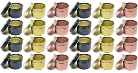 24Pcs Kaars Blikken Voor Diy Kaars, Kaars Container Tins Voor Kaars Maken Goud Rose Goud Zwart Tins