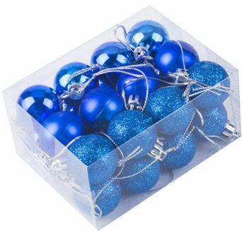 24Pcs Kerstboom Speelgoed Decoraties Bal Snuisterij Xmas Party Opknoping Bal Ornamenten Decoraties Voor Thuis Nieuwjaar Blauw