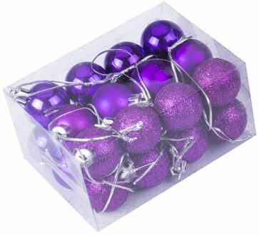 24Pcs Kerstboom Speelgoed Decoraties Bal Snuisterij Xmas Party Opknoping Bal Ornamenten Decoraties Voor Thuis Nieuwjaar Paars