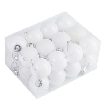 24Pcs Kerstboom Speelgoed Decoraties Bal Snuisterij Xmas Party Opknoping Bal Ornamenten Decoraties Voor Thuis Nieuwjaar wit