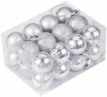 24Pcs Kerstboom Speelgoed Decoraties Bal Snuisterij Xmas Party Opknoping Bal Ornamenten Decoraties Voor Thuis Nieuwjaar Zilver