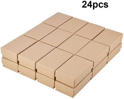 24Pcs Kraftpapier Geschenkdoos Kleine Kraft Papier Sieraden Doos Handgemaakte Kartonnen Verpakking Geschenkdoos Bruiloft Decoraties