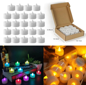 24pcs LED Candle Tea Light Battery Powered Lamp Color Simulation Flame Tea Light Wedding Home Party Decoration Fake Candles