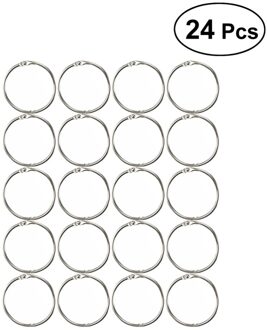 24Pcs Metalen Boek Rings Loose Leaf Binder Ring Sleutelhanger Sleutelhangers (Zilver)