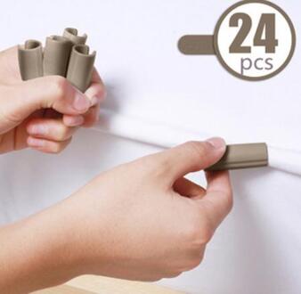 24Pcs Multifunctionele Laken Bevestigingsclip Leuke Dekbedovertrek Matras Anti-Slip Clip Anti-Lopen Draad Klem kleren Drogen Clip bruin