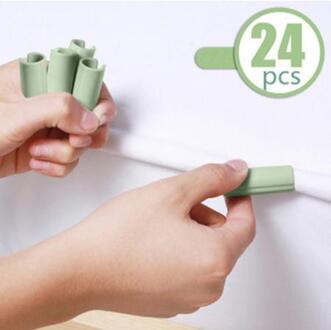 24Pcs Multifunctionele Laken Bevestigingsclip Leuke Dekbedovertrek Matras Anti-Slip Clip Anti-Lopen Draad Klem kleren Drogen Clip groen