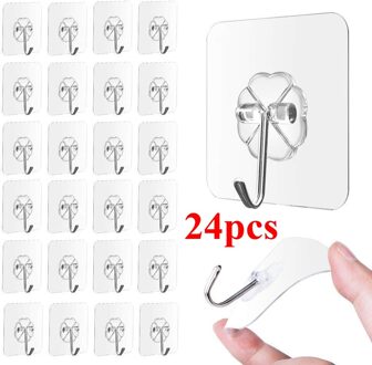 24PCS Muur Haken Sterke Transparante Zuignap Sucker Hanger Keuken Badkamer Multi Gebruik Zelfklevende Haak Deur Organiseren G805