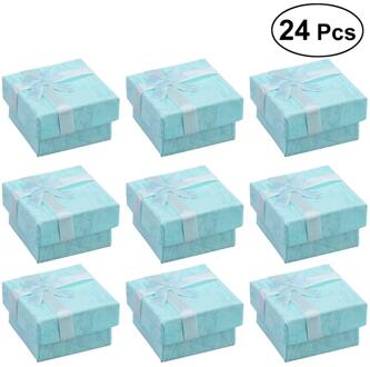 24Pcs Papier Sieraden Organisatoren Opslag Geschenkdozen Voor Oorbel Armband Ketting Dozen Snoep Voor Wedding Verpakking Opslag lucht-blauw