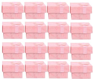 24Pcs Papier Sieraden Organisatoren Opslag Geschenkdozen Voor Oorbel Armband Ketting Dozen Snoep Voor Wedding Verpakking Opslag Roze