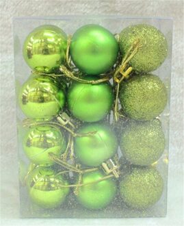 24Pcs Plastic Kerstboom Xmas Ballen Decoraties Kerstballen Party Wedding Ornament Candy Kleur Kerst Bal Ornamenten groen