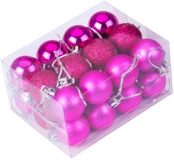 24Pcs Plastic Kerstboom Xmas Ballen Decoraties Kerstballen Party Wedding Ornament Candy Kleur Kerst Bal Ornamenten roos rood