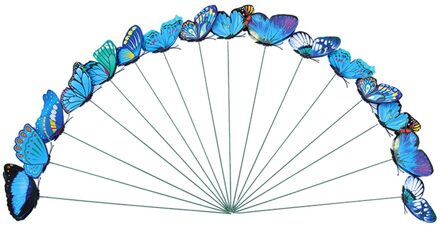 24Pcs Pvc Simulatie Vlinder Staaf Bloempot Vaas Groene Plant Decoratie Beeldjes Plastic Ambachten Voor Bloempot Vaas Tuin BU