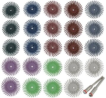 24Pcs Radial Bristle Disc Borstel Assortiment 1 Inch 8-Grutten-3 Elke + 2 Aansluiting Handvat Schuurmiddelen