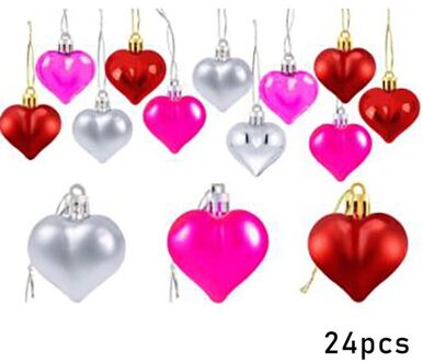24Pcs Rose Goud Rood Roze Liefde Hart Bal Bruiloft Verjaardag Partij Paar Diner Set Kerst Ornament Valentijnsdag levert gemengd 1