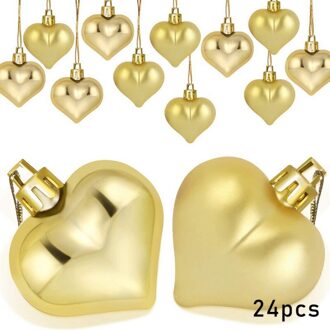 24Pcs Rose Goud Rood Roze Liefde Hart Bal Bruiloft Verjaardag Partij Paar Diner Set Kerst Ornament Valentijnsdag levert