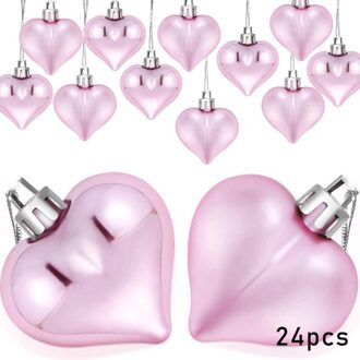 24Pcs Rose Goud Rood Roze Liefde Hart Bal Bruiloft Verjaardag Partij Paar Diner Set Kerst Ornament Valentijnsdag levert