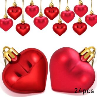 24Pcs Rose Goud Rood Roze Liefde Hart Bal Bruiloft Verjaardag Partij Paar Diner Set Kerst Ornament Valentijnsdag levert