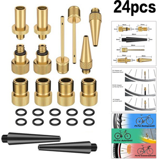 24pcs/Set Bicycle Valve SV AV DV Adapter Bicycle to Car Valve Adapter Sealing Ring Bike Pump Adapter Bicycle Tire Pump Adapter