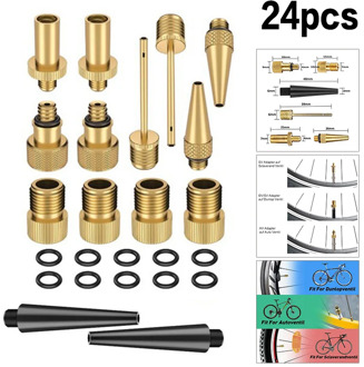 24pcs/Set Bike Pump Adapter Bicycle Car Valve SV/AV/DV Adapter Sealing Ring Converter MTB Bike Air Pump Valve Group Bicycle Tire