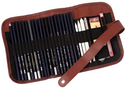 24Pcs Set Schets Potloden Case Houtskool Extender Potlood Schaduw Cutter Tekening Zak Voor Kantoorbenodigdheden
