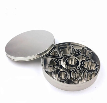 24pcs/set Stainless Steel Cookie Cutter Set Biscuits Molds Pastry Cutters Slicers Mould For Cake Decor Rectangle Round Baking