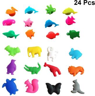 24Pcs Siliconen Wijnglas Markers Zee Dieren En Land Dieren Wijn Identifier Drinkbeker Teken
