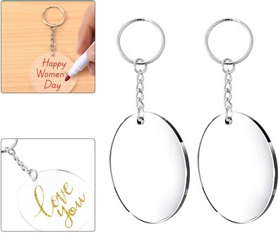 24Pcs Sleutelhanger Ringen Acryl Ronde Clear Met 2.5Mm Acryl Hanger Ringen Diy Decoratie Voor Projecten Ambachten Auto sleutels Trinket