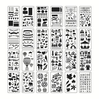 24Pcs Tekening Sjabloon Meerdere Patronen Plastic Planner Diy Tekening Sjabloon Dagboek Planner Journal Notebook Dagboek Scrapbook