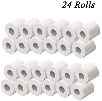 24Pcs Zachte Witte Wc-papier Handdoeken Rolls Toiletpapier Huishouden Papier Producten 4 Ply Papieren Tissue