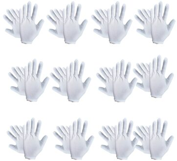 24Pieces/12 Pairs Witte Katoenen Doek Dunne Etiquette Wenwan Inspectie Handschoenen XL