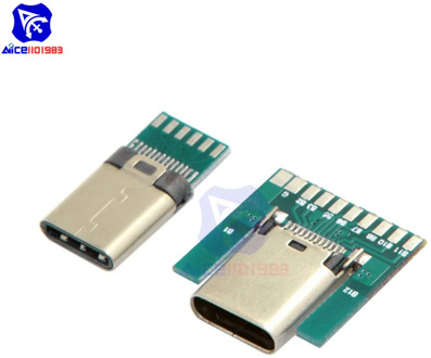 24pin USB 3.1 Type C Male Plug Female Socket Connector Module SMT Type with PC Board