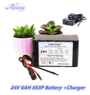 24V 6Ah 6S3P 18650 Batterij Lithium Batterij 25.2V 6000Mah Elektrische Fiets Bromfiets/Elektrische/li Ion Batterij + Lader