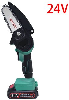 24V Draagbare Elektrische Snoeizaag Elektrische Zagen Houtbewerking Elektrische Zaag Tuin Logging Mini Elektrische Kettingzaag Lithium Batterij DJ003 groen