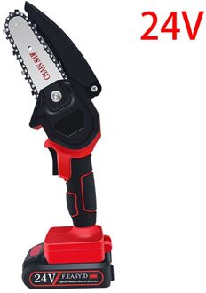 24V Draagbare Elektrische Snoeizaag Elektrische Zagen Houtbewerking Elektrische Zaag Tuin Logging Mini Elektrische Kettingzaag Lithium Batterij DJ003 rood