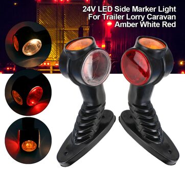 24V Led Marker Side Licht 3 Gezicht Rood Oranje Wit Elleboog Overzicht Externe Licht Voor Truck Trailer Caravan 2 stuks