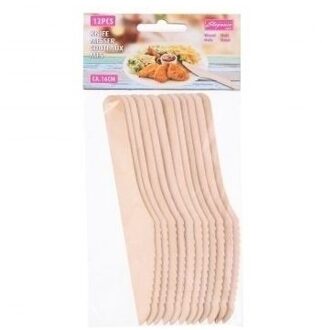 24x BBQ bestek messen hout 16cm