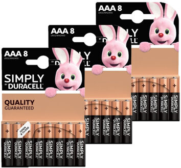 24x Duracell Aaa Simply Batterijen Alkaline Lr03 Mn2400 1.5 V - Minipenlites Aaa Batterijen