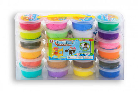 24x Gekleurde klei potjes 20 gram creatief speelgoed voor kinderen Multi