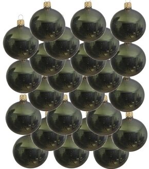 24x Glazen kerstballen glans donkergroen 8 cm kerstboom versiering/decoratie - Kerstbal