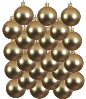 24x Glazen kerstballen mat goud 6 cm kerstboom versiering/decoratie - Kerstbal Goudkleurig