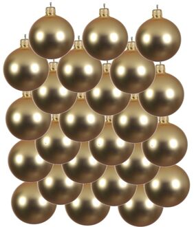 24x Glazen kerstballen mat goud 8 cm kerstboom versiering/decoratie - Kerstbal Goudkleurig