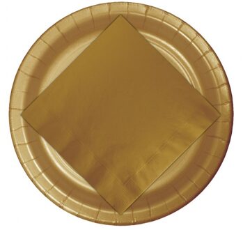 24x Gouden wegwerp bordjes van karton 23 cm - Feestbordjes Goudkleurig