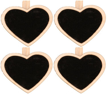 24x Hart mini krijtbordje/schrijfbordje op knijper 5 cm